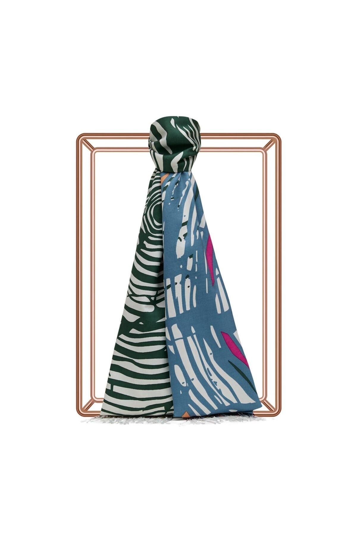 Zebra Desenli İpek Şal Renkli Model 06