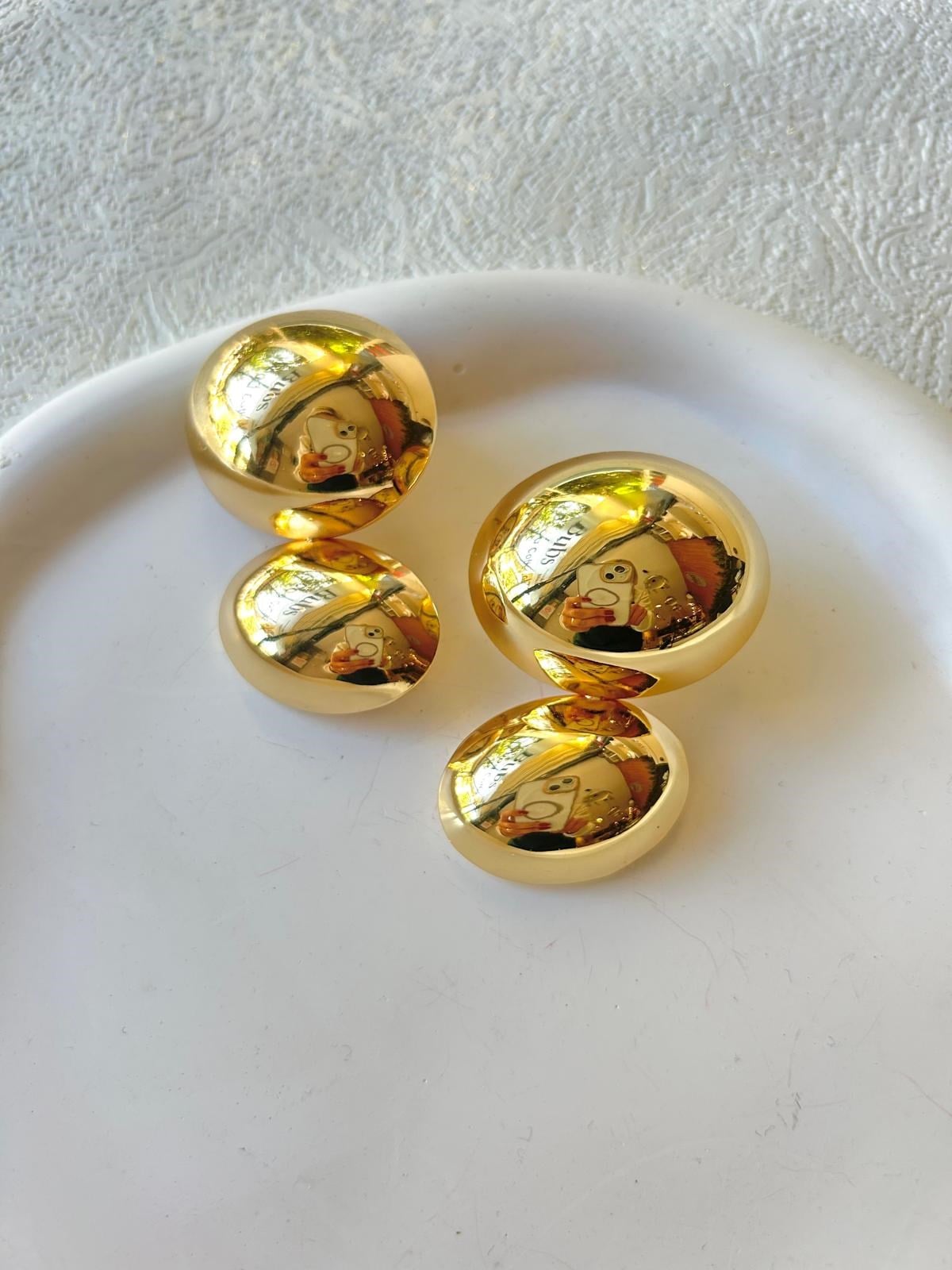Büyük Çift Top Gold Küpe