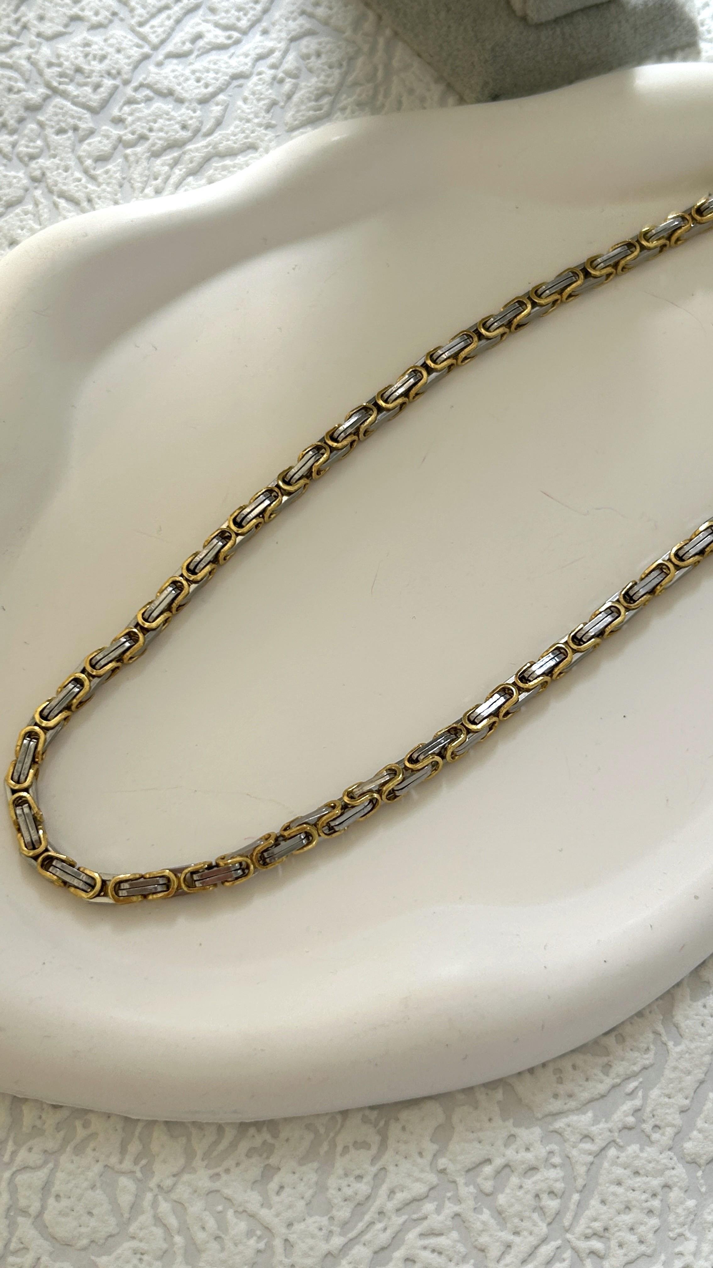 Kral Gümüş Gold Çelik Kolye