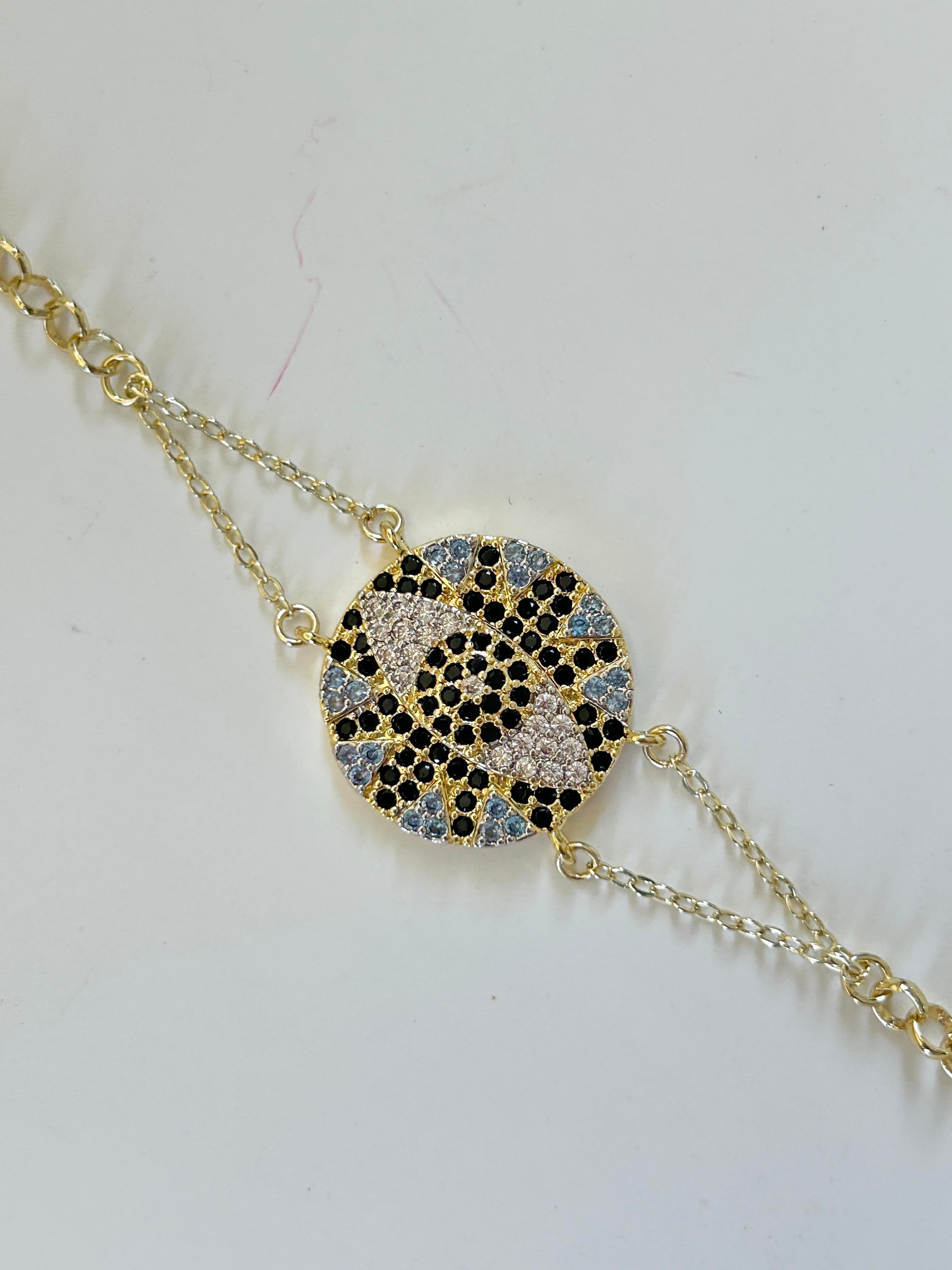 Premium Mavi Siyah Taşlı Göz Bileklik