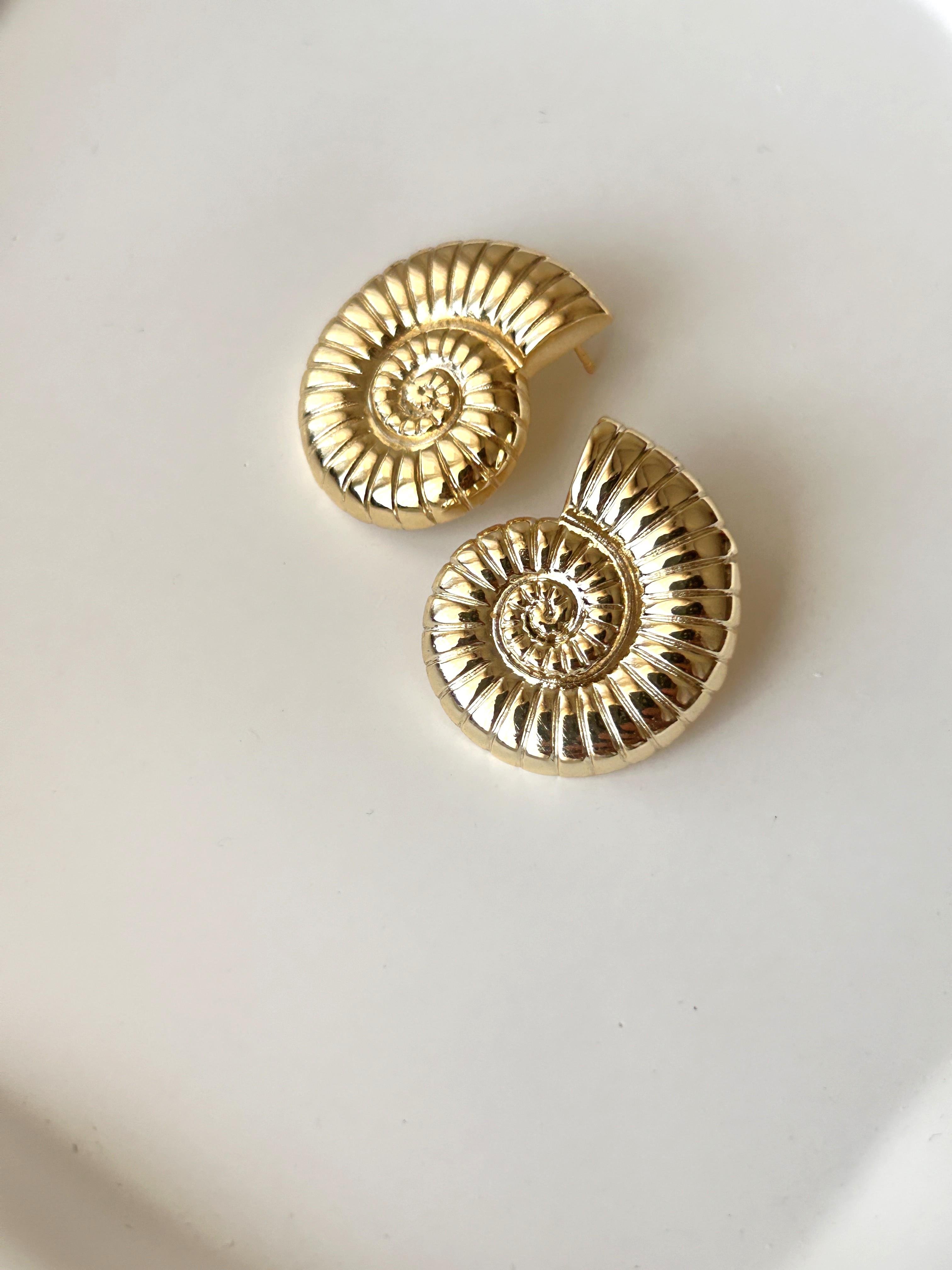 Premium Salyangoz Model Gold Küpe