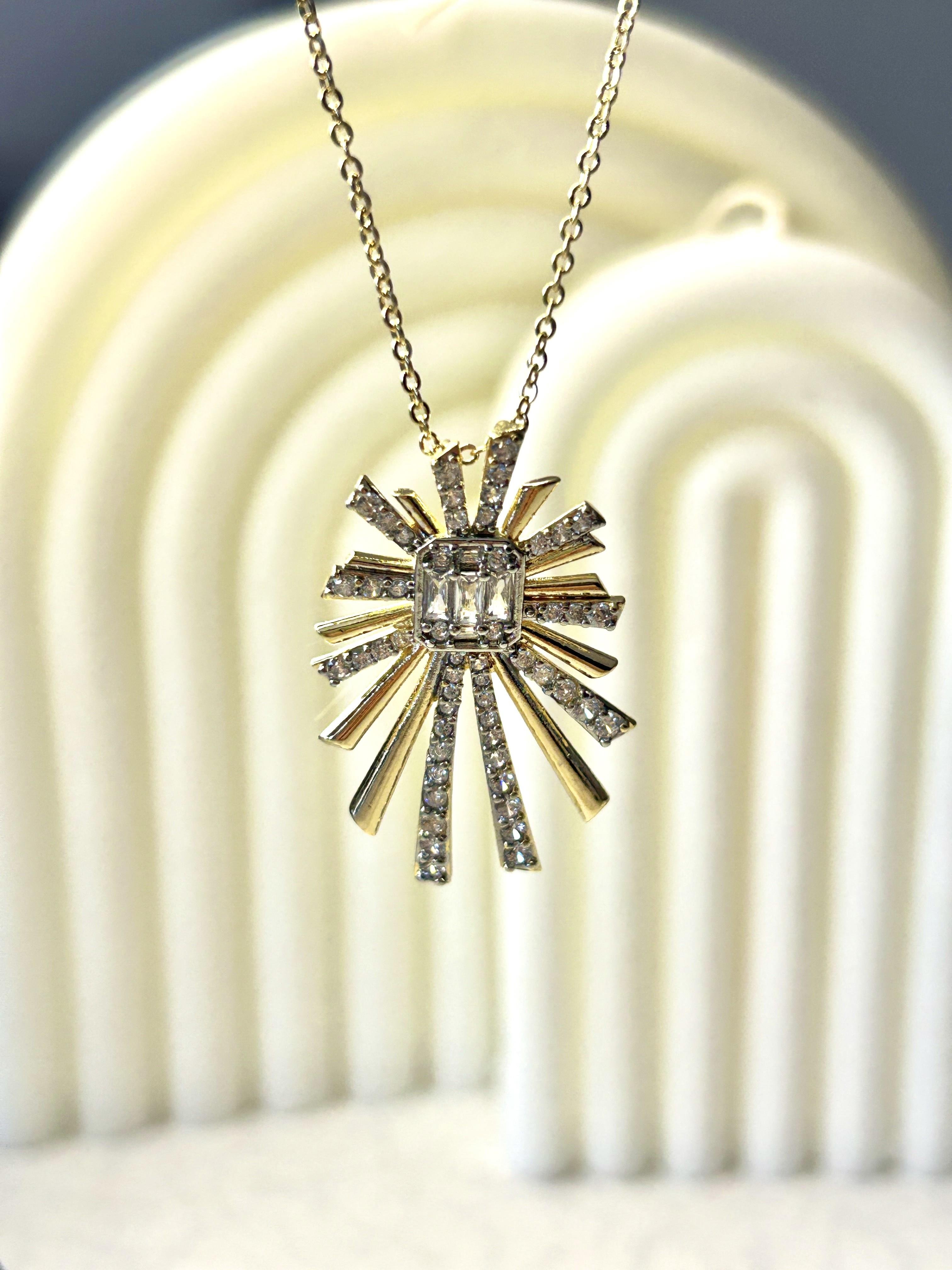 Premium Zirkon Taşlı Gold Kolye