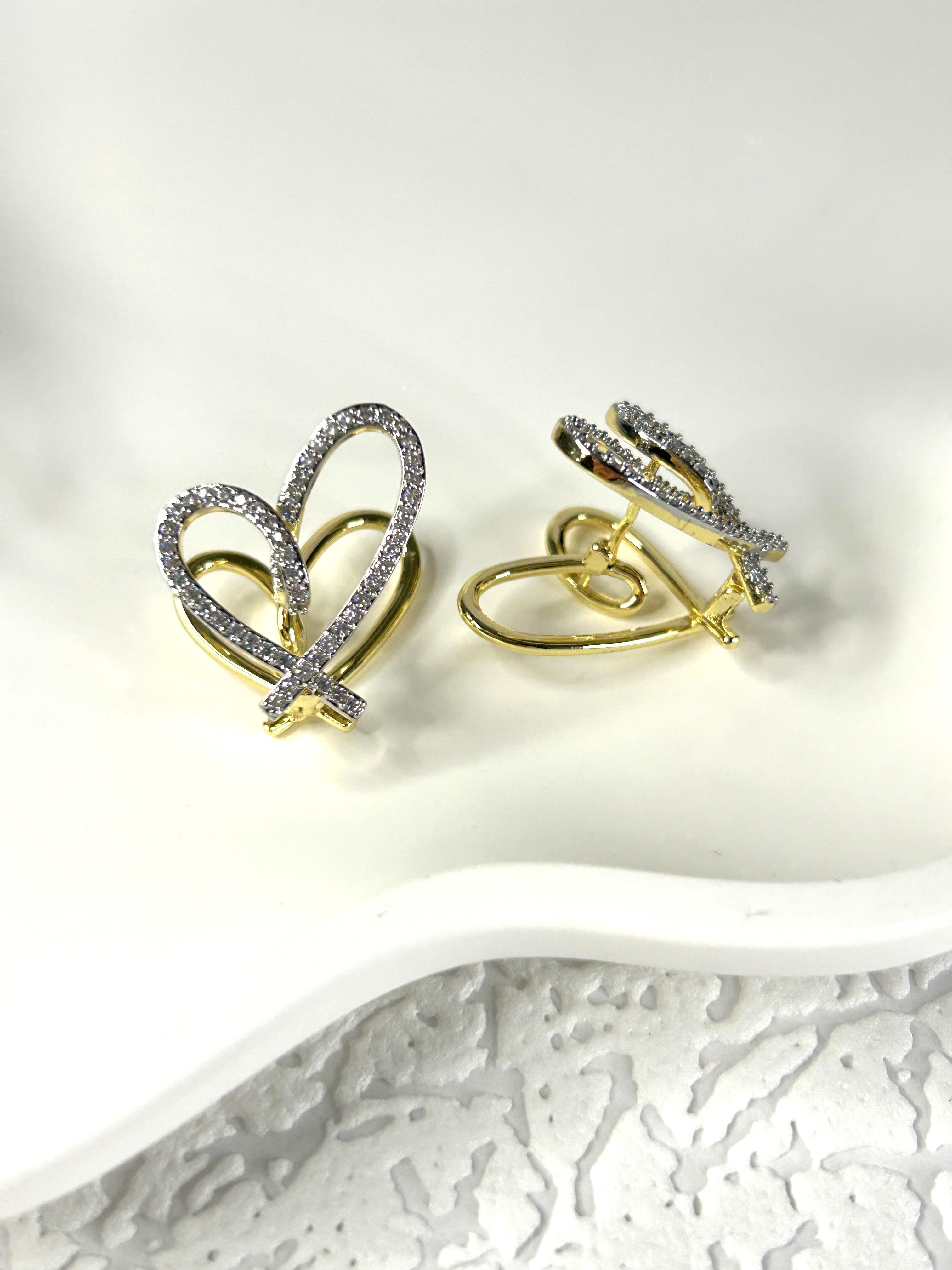 Premium Zirkon Taşlı Kalp Küpe