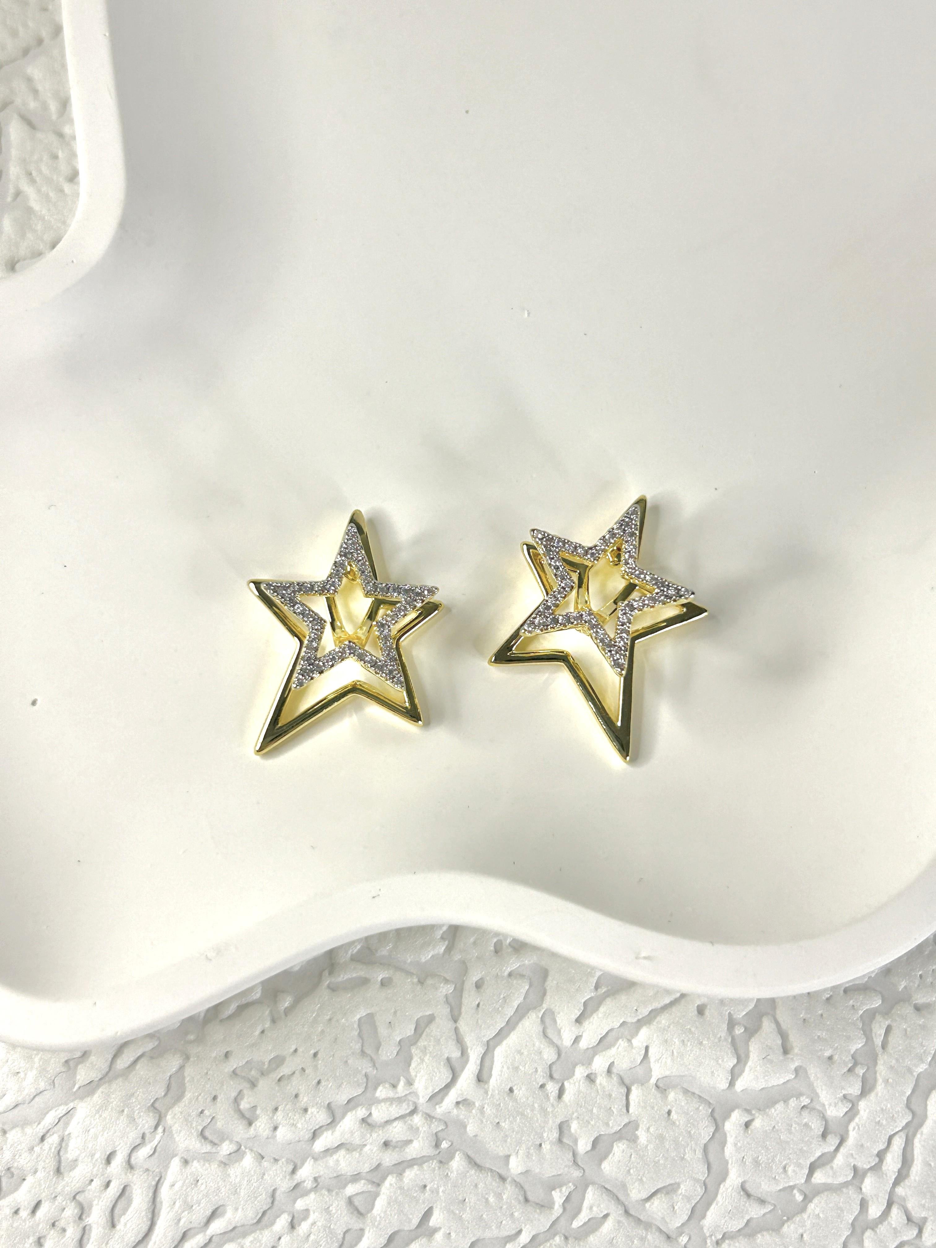 Premium Zirkon Taşlı Yıldız Küpe