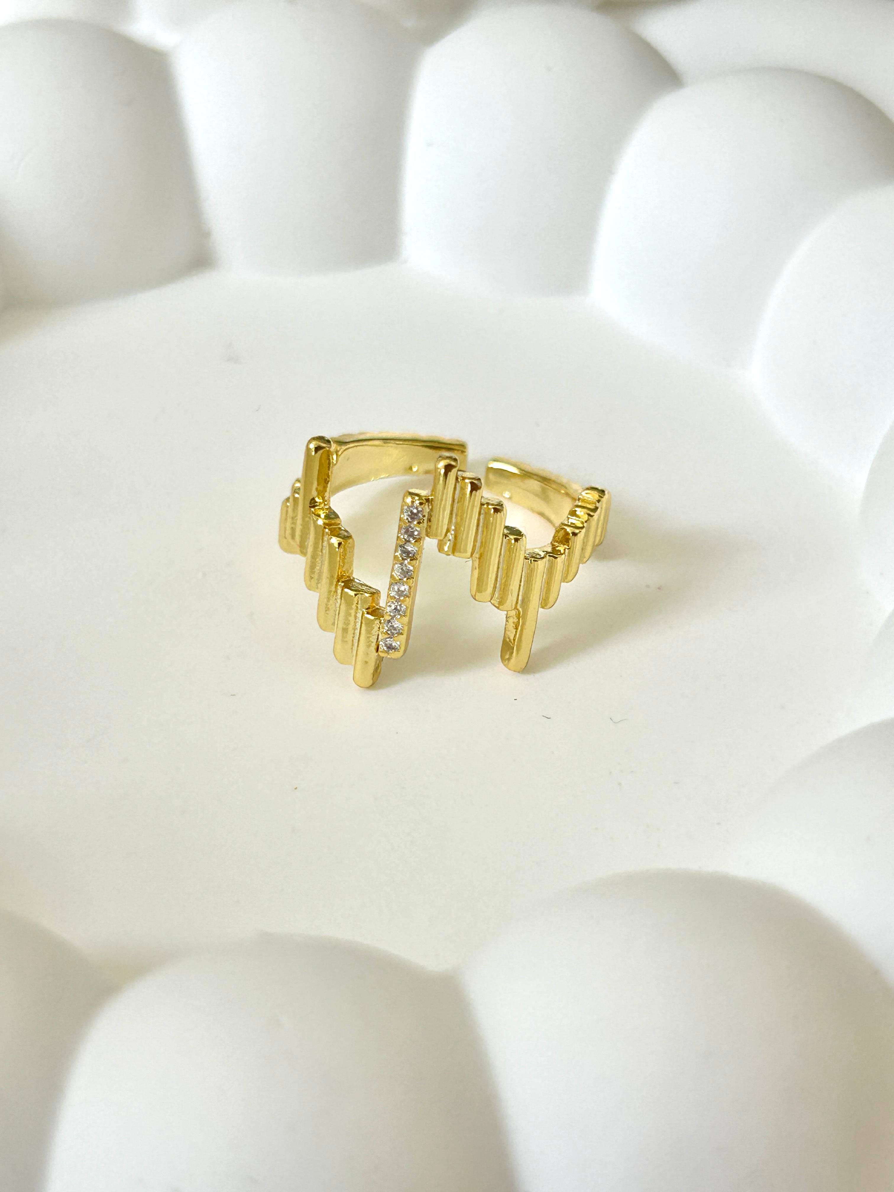 Ritim Model Zirkon Taş Detay Gold Yüzük