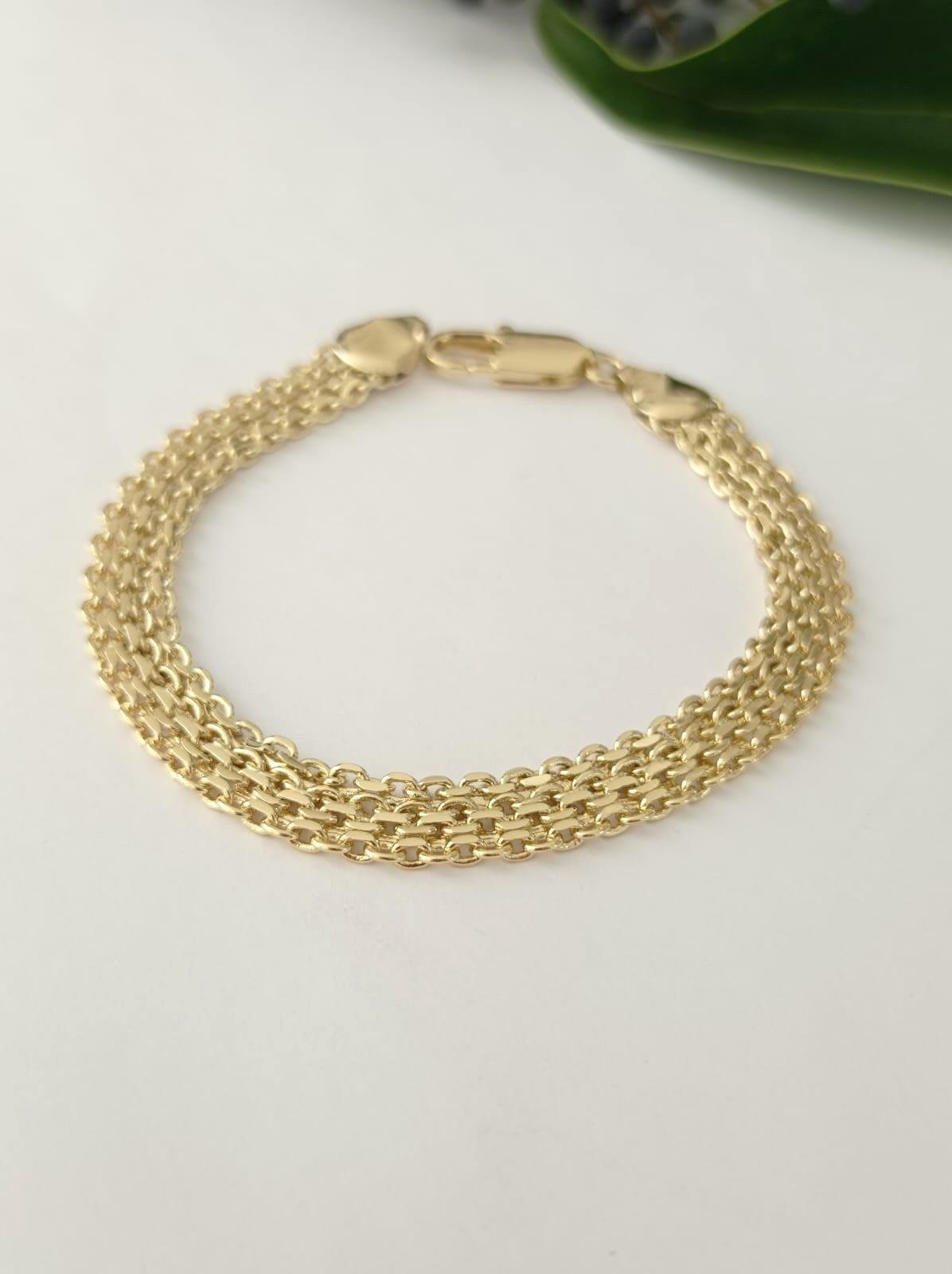 Sıralı Zincir Çelik Gold Bileklik