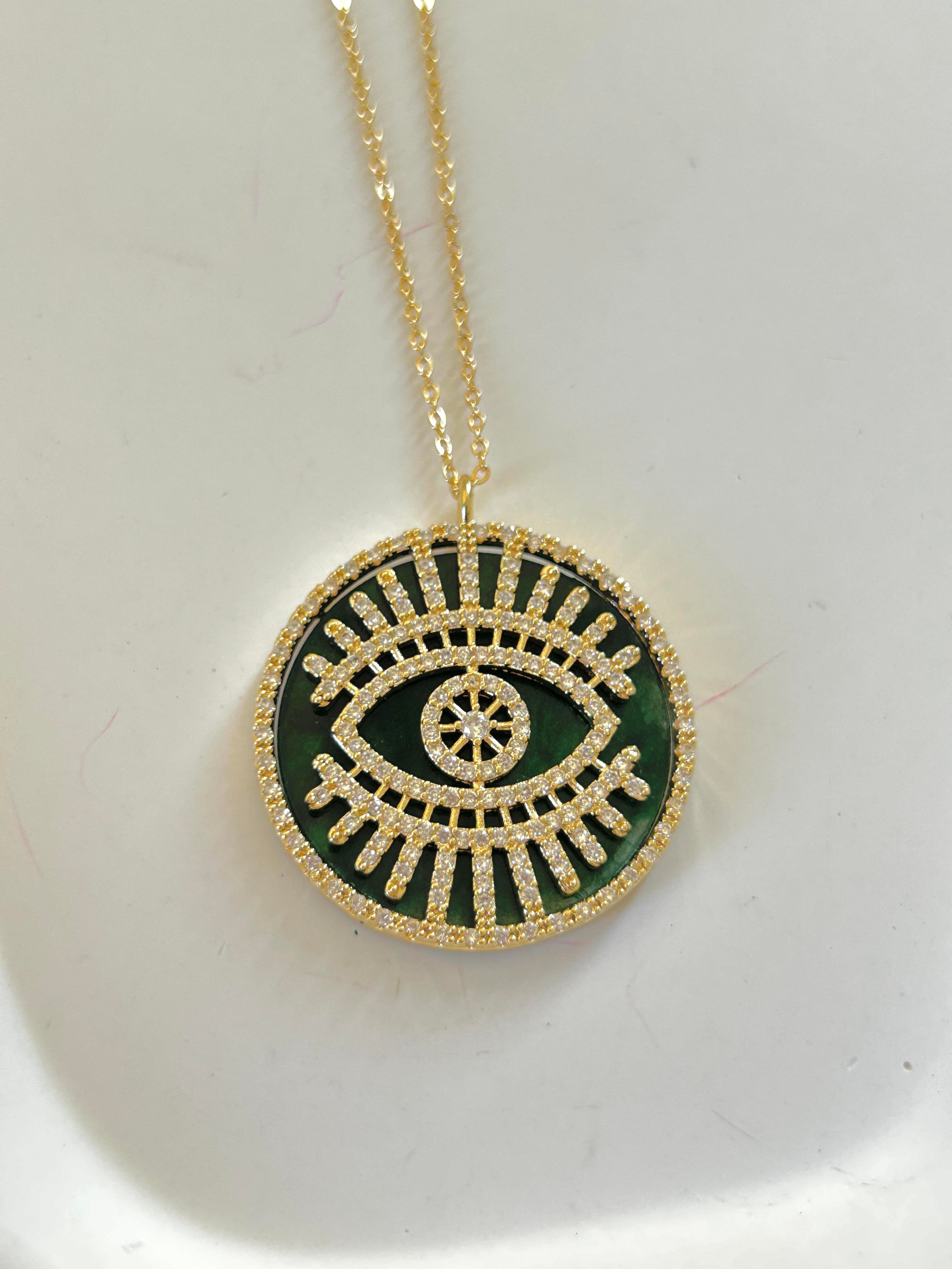 Yeşil Göz Taşlı Şans Kolye