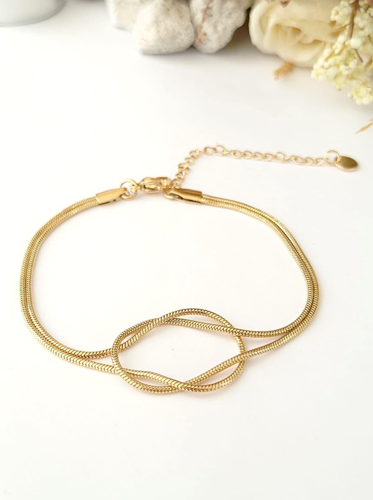 Zarif Çelik Gold Bileklik