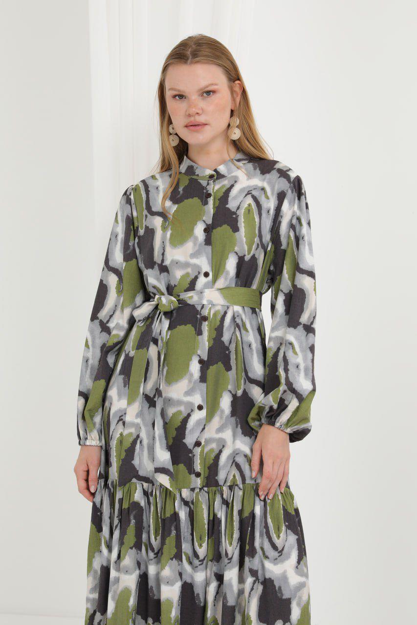 MOZAİK ELBİSE YEŞİL