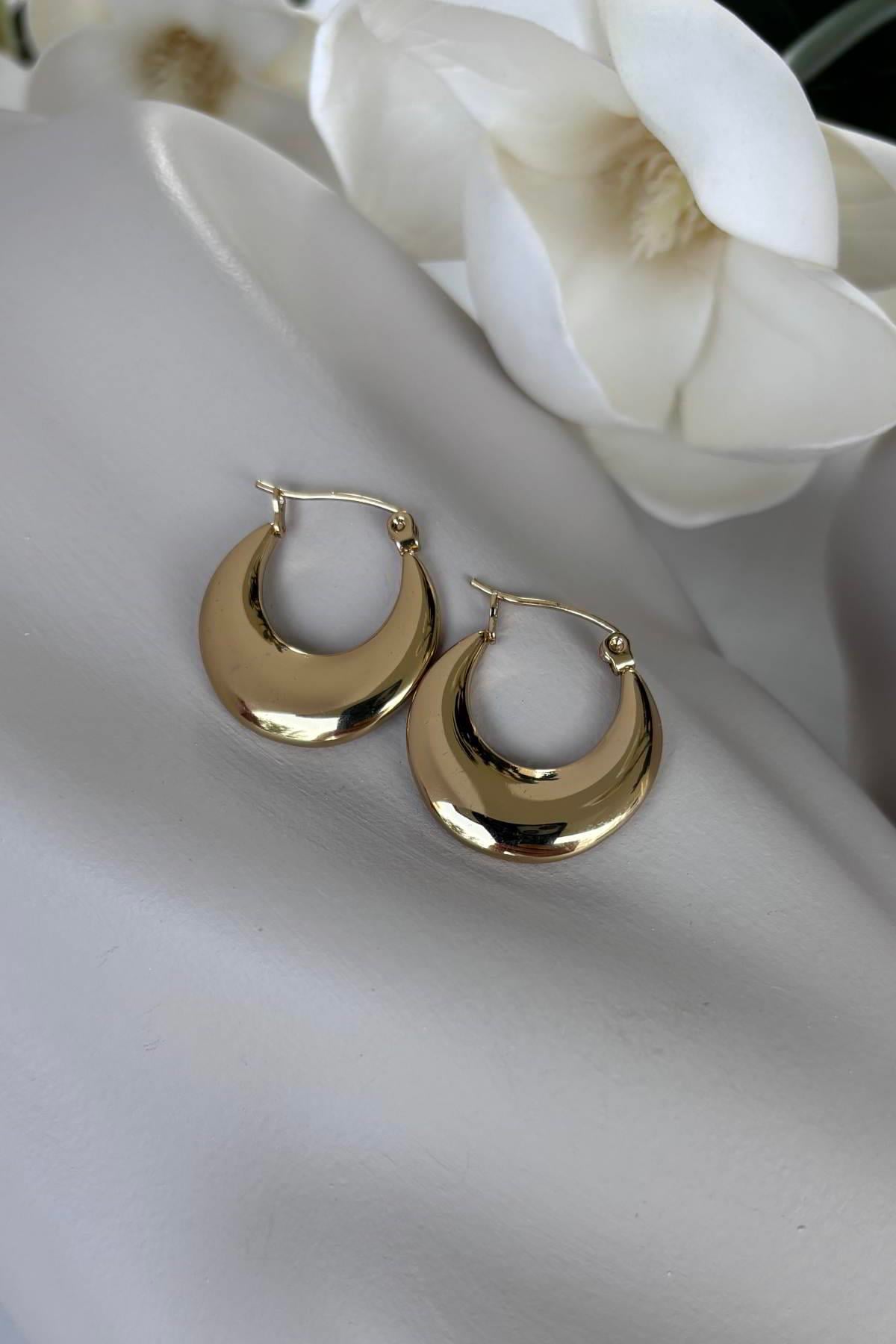 Çelik Gold Moon Küpe