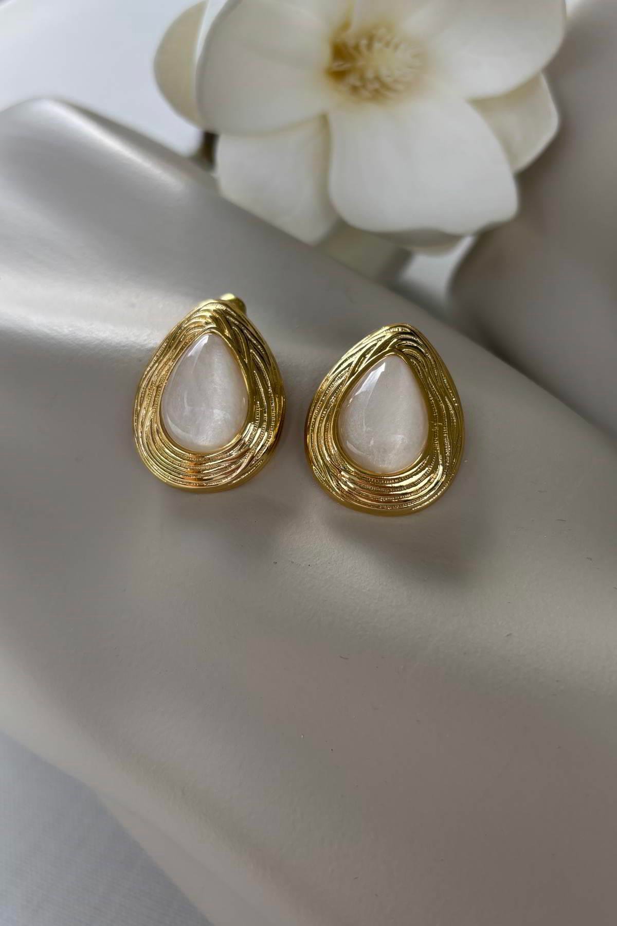 Çelik Gold Taşlı Küpe