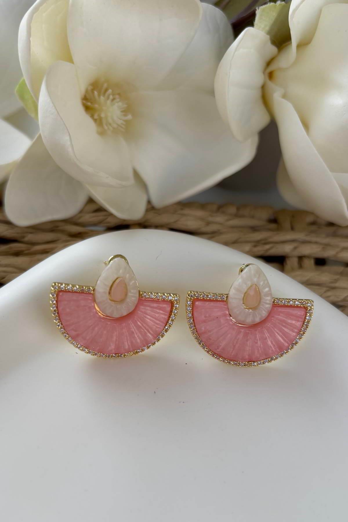 Özel Seri Pembe Modern Küpe