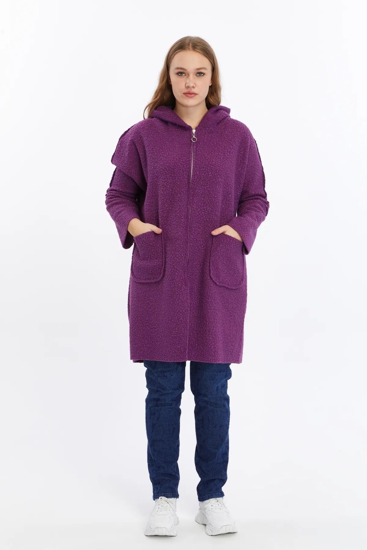 Büyük Beden Bordo Buklet Hoodie
