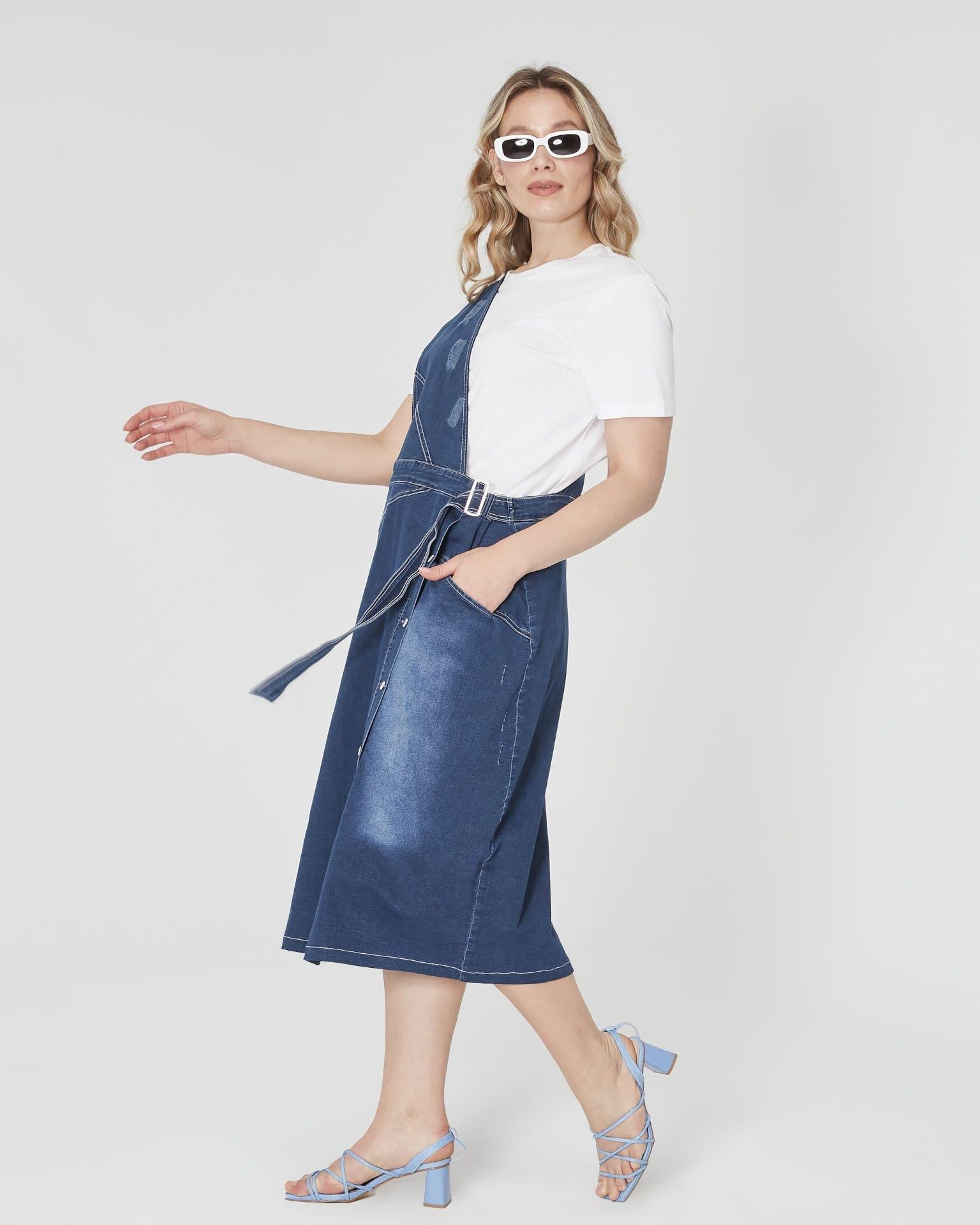 Jeans Büyük Beden Salopet