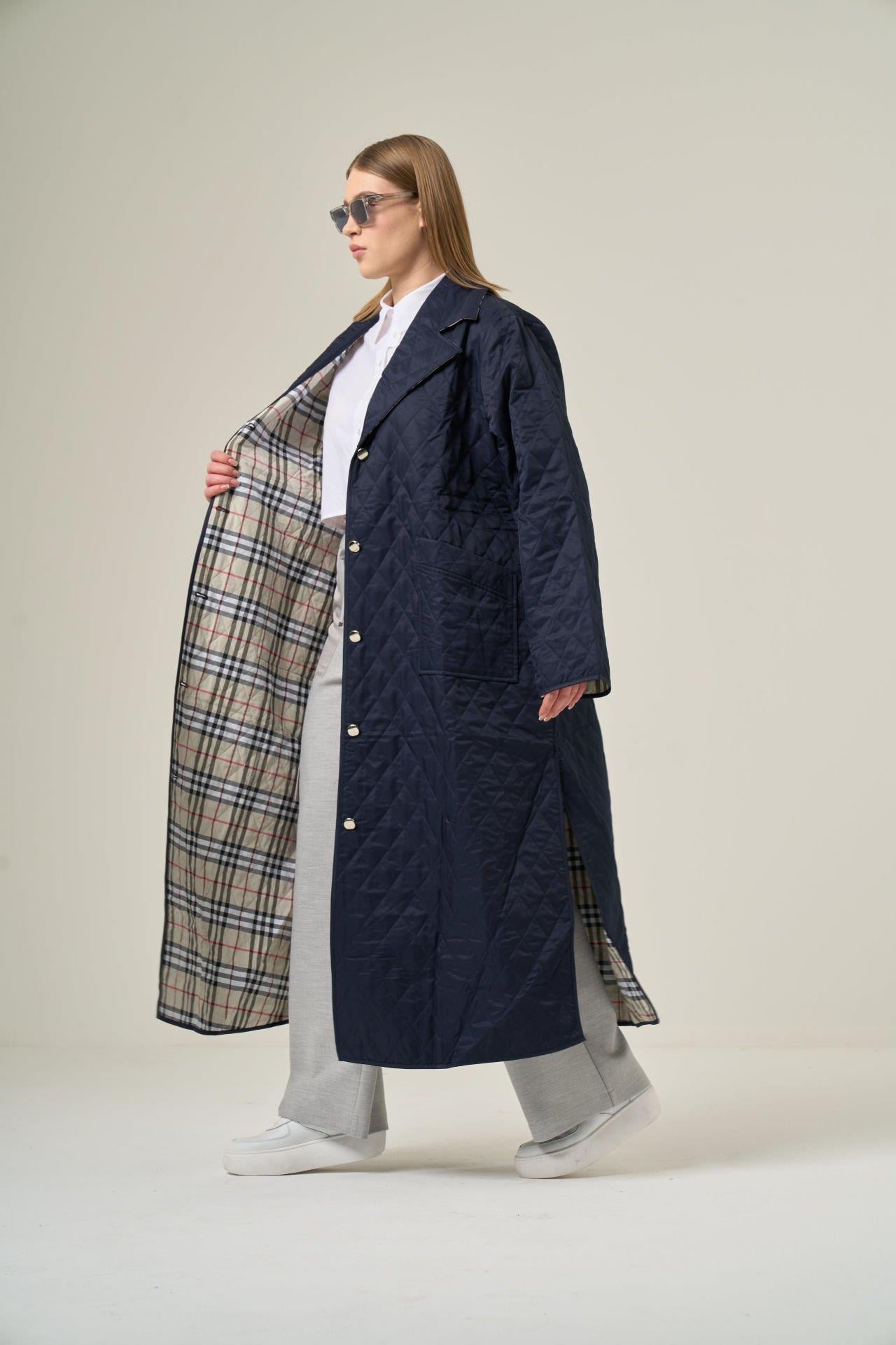 Lacivert Trench Coat