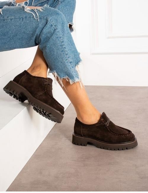 HAKİKİ DERİ NUBUK CASUAL AYAKKABI KAHVE