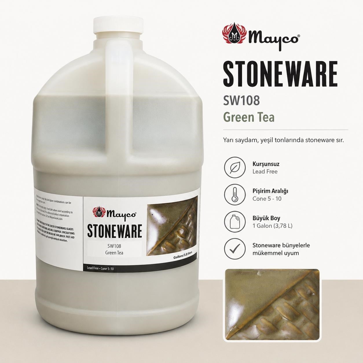 SW 108 GREEN TEA MAYCO STONEWARE GALON 3,7L 