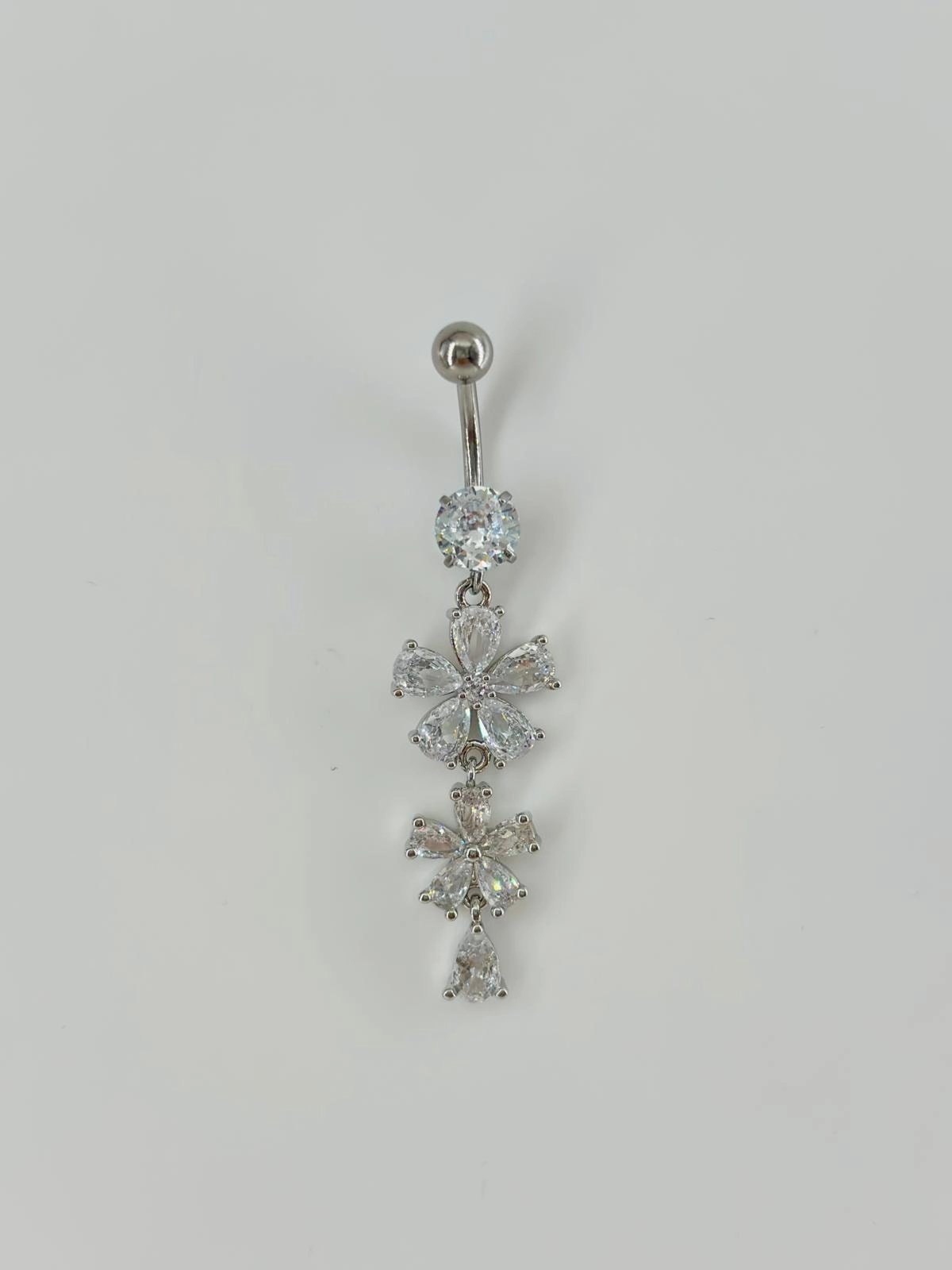 Çiçek Detaylı Sallantılı Göbek Piercing - Pg0054