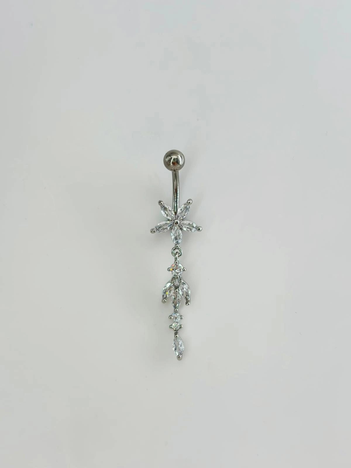 Çiçek Detaylı Sallantılı Göbek Piercing - Pg0106