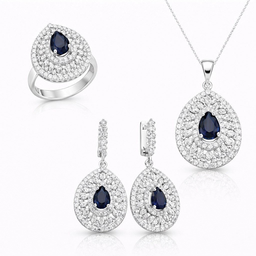 Gümüş Damla Desenli Bayan Set