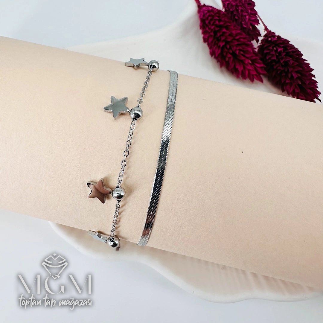 Rodyum Çelik Bileklikler 16+5 Cm Uzatma Payı - Kbl0131