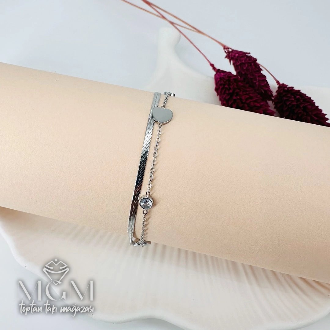 Rodyum Çelik Bileklikler 16+5 Cm Uzatma Payı - Kbl0147