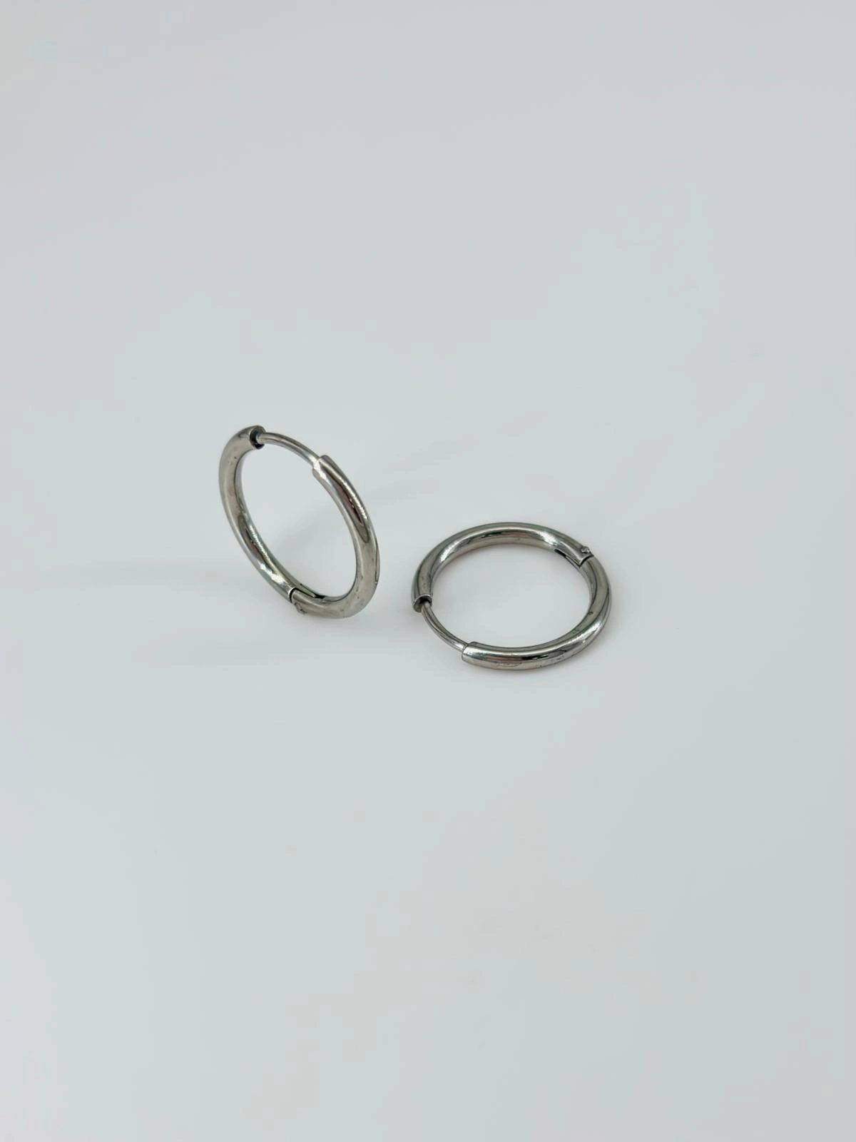 Rodyum  Çelik Erkek Küpe Çap (14 Mm) Kalınlık (2 Mm) - Ekp0005