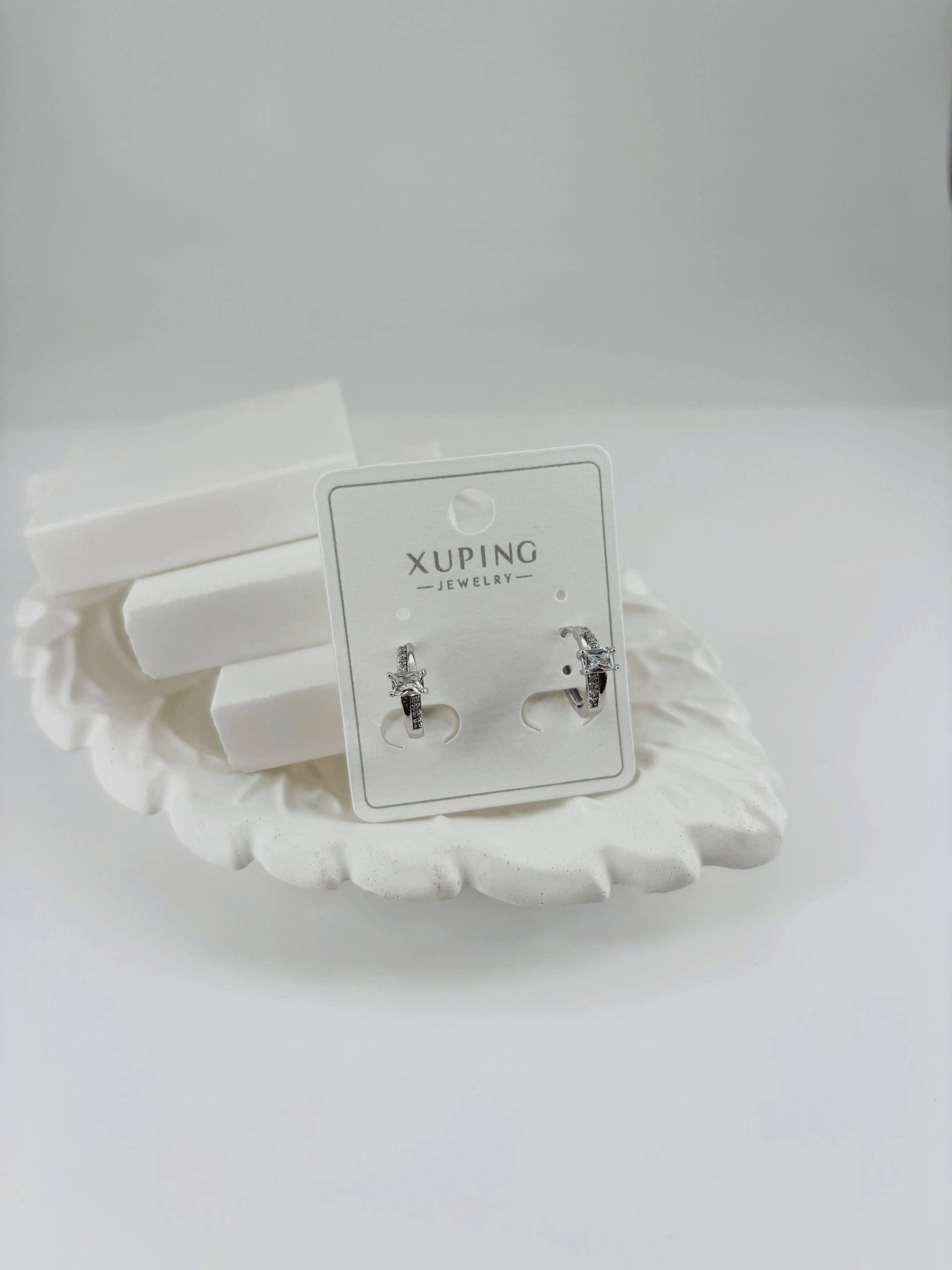 Rodyum Zirkon Taşlı Pirinç Zirkon Küpe - Kp00319