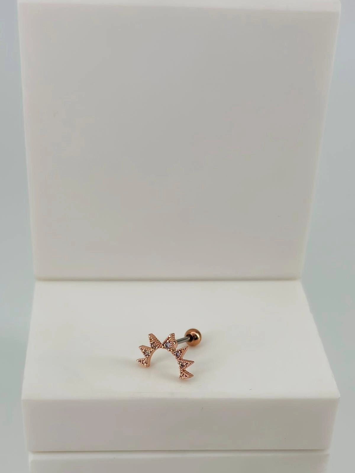 Rose Zirkon Taşlı Uç Kısmı : Pirinç Kıkırdak Bar Uzunluğu : 6 Mm / Bar Kalınlığı 0.8 Mm / Top Boyu 3 Mm  - Pt0057-2