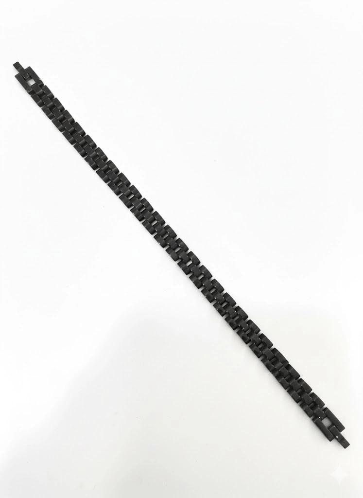 Siyah Çelik  Erkek Çelik Bileklik Boy 21.5 Cm / En 0.8 Mm  - Ebl0076