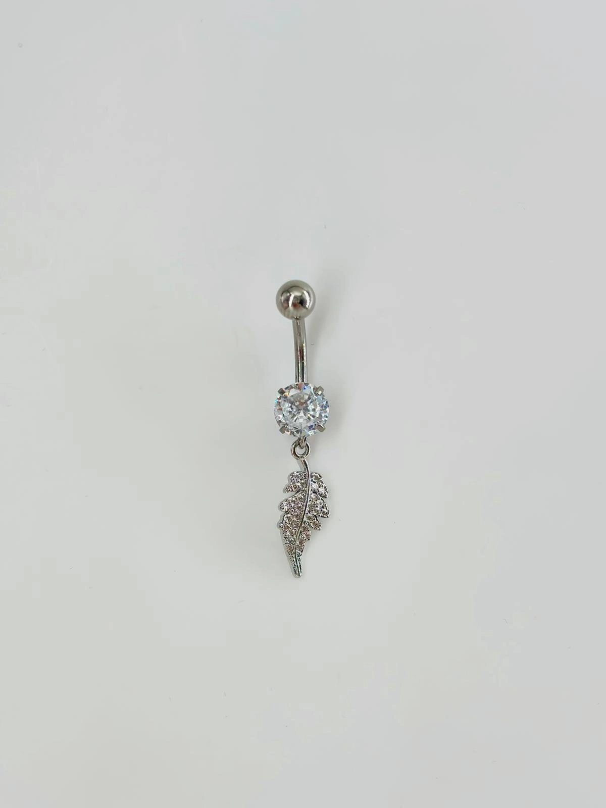 Yaprak Detaylı Sallantılı Göbek Piercing - Pg0111