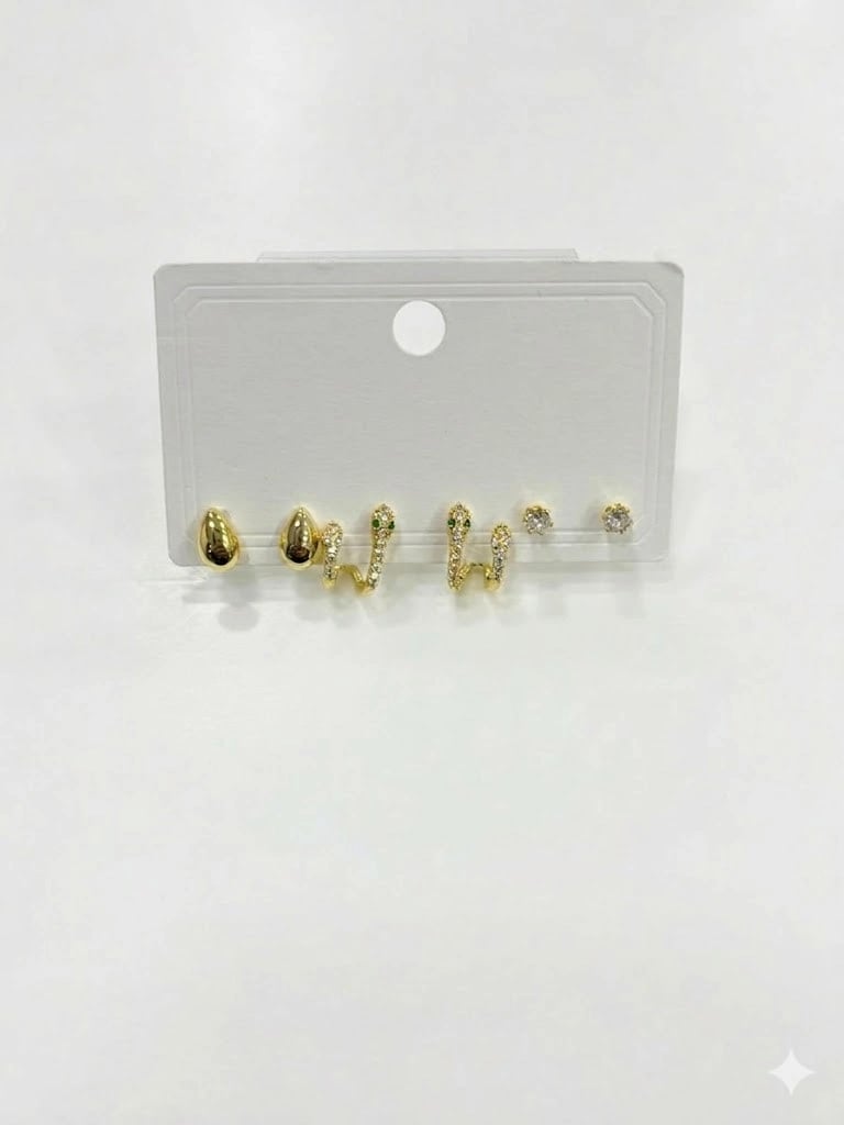 Yılan Detaylı Altılı Küpe - Kp00608