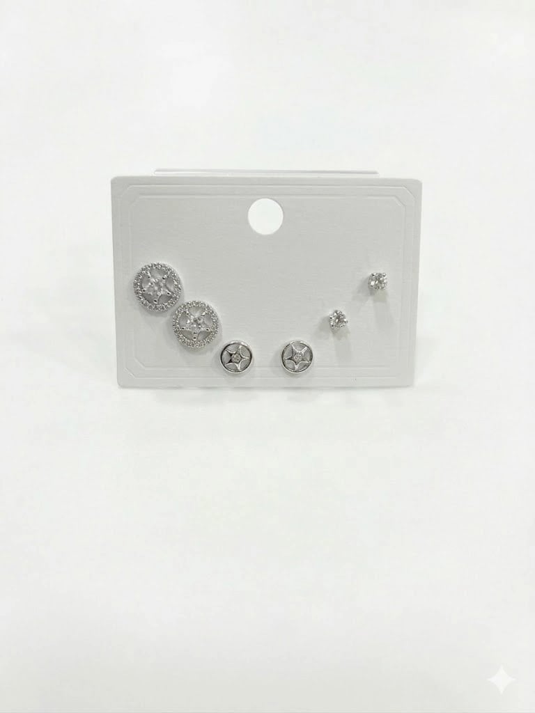 Yıldız Detaylı Altılı Küpe - Kp00604