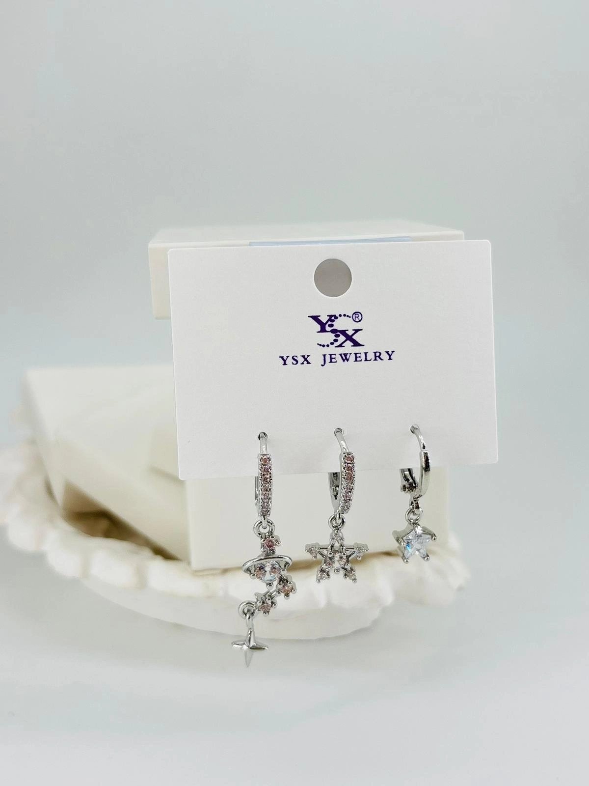 Yıldız Detaylı Üçlü Kombin Küpe - Kp00548