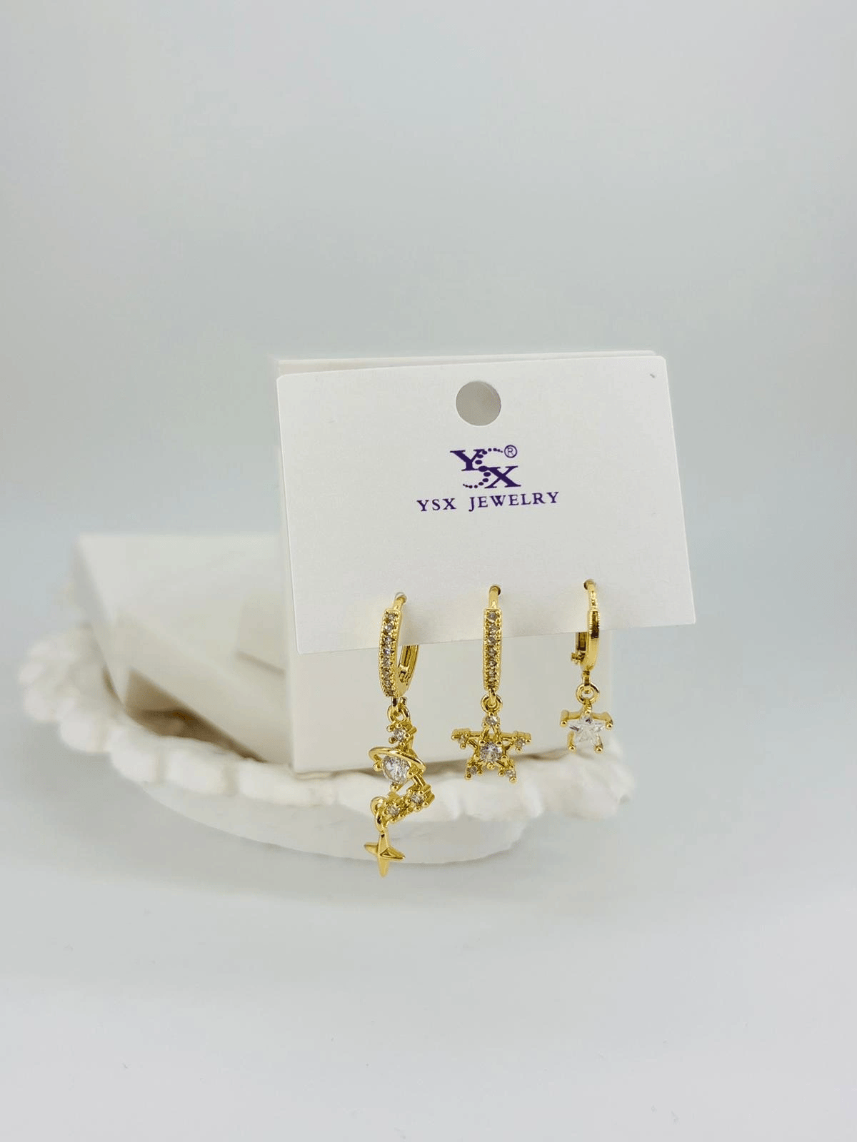 Yıldız Detaylı Üçlü Kombin Küpe - Kp00547