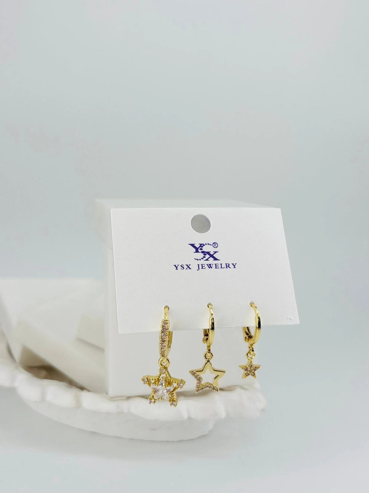 Yıldız Detaylı Üçlü Kombin Küpe - Kp00555