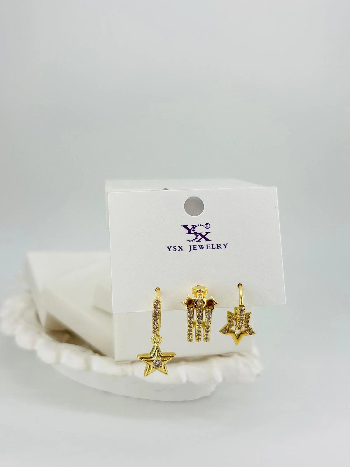 Yıldız Detaylı Üçlü Kombin Küpe - Kp00553