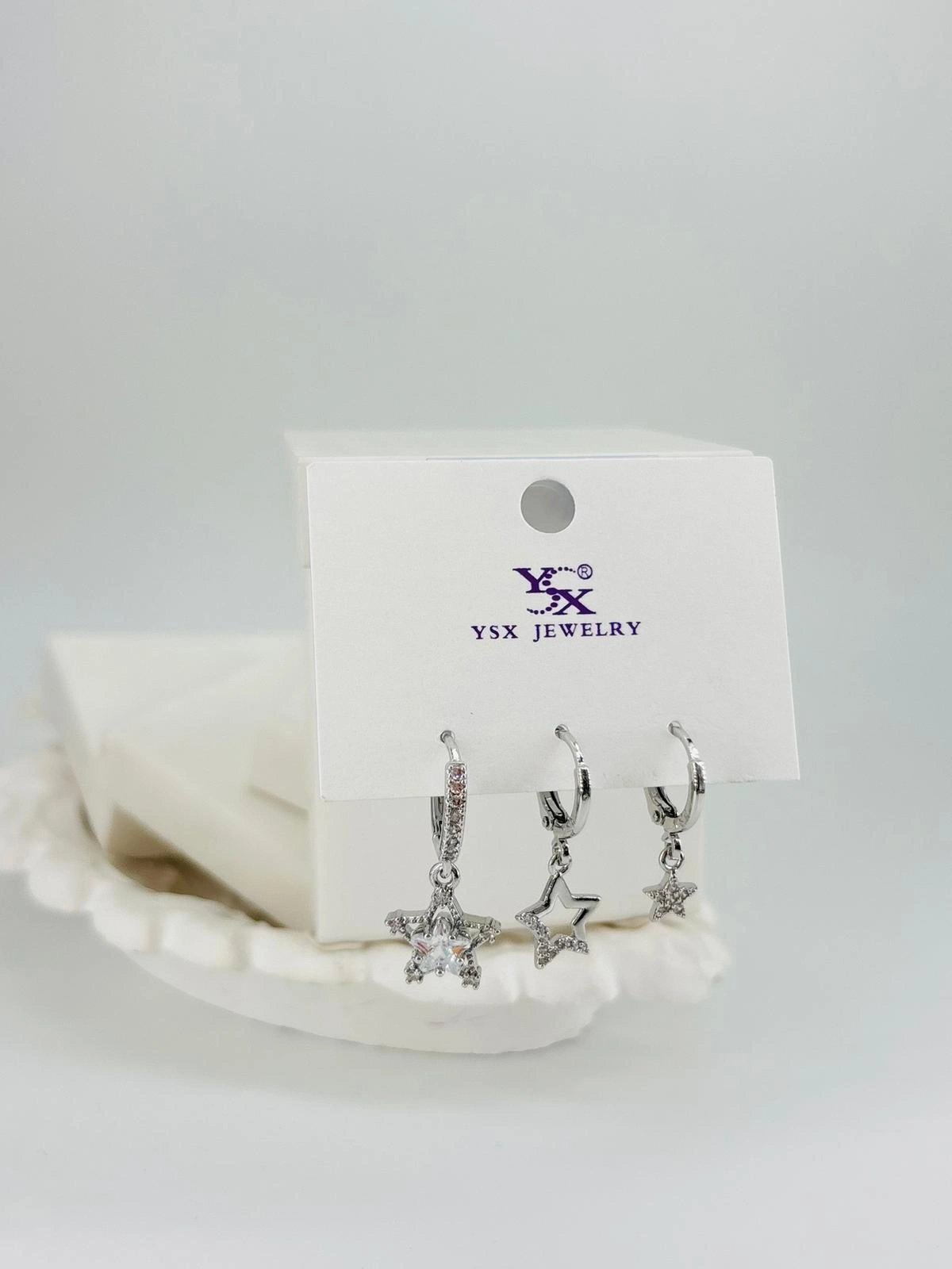 Yıldız Detaylı Üçlü Kombin Küpe - Kp00556