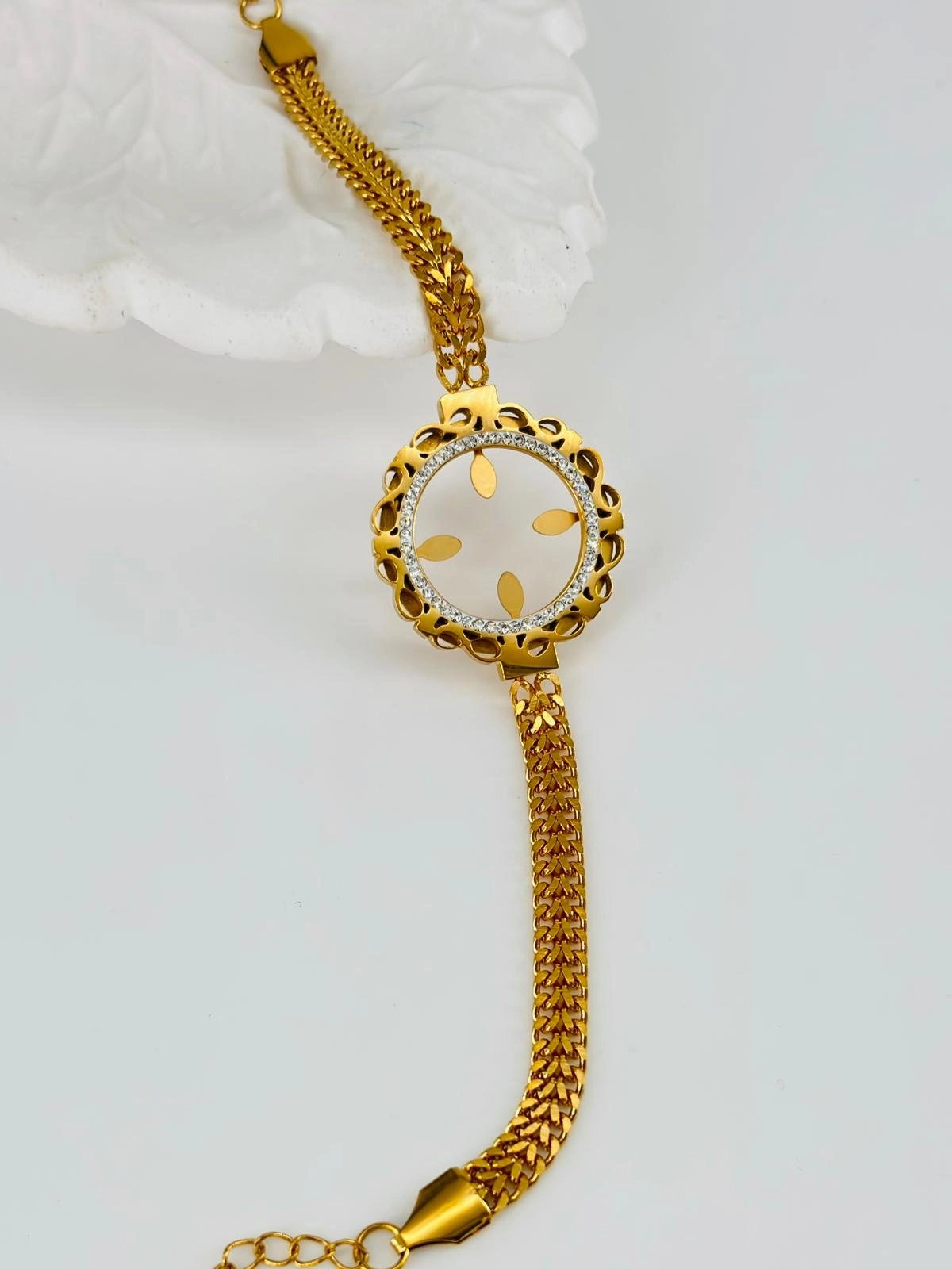 Zirkon Taşlı Çelik Çelik Bileklikler 17 + 4 Cm  - Kbl0360