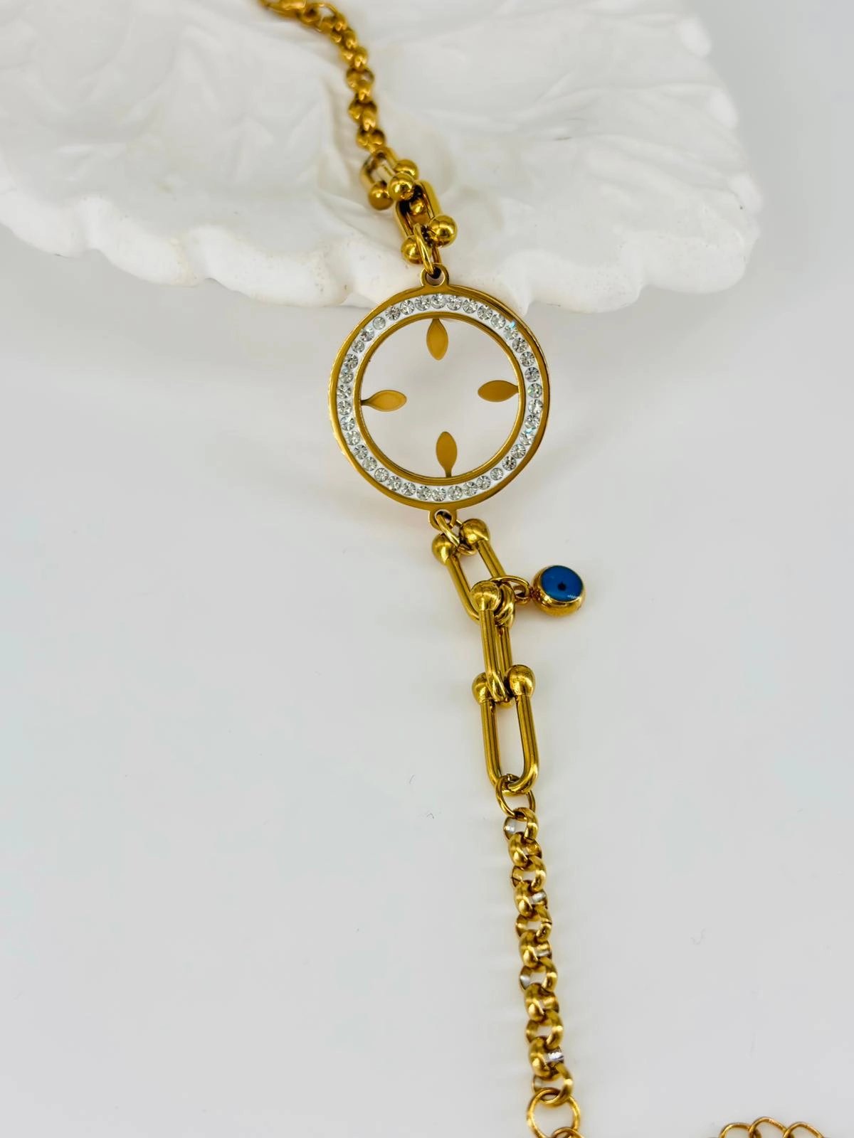 Zirkon Taşlı Çelik Çelik Bileklikler 17 + 4 Cm  - Kbl0361