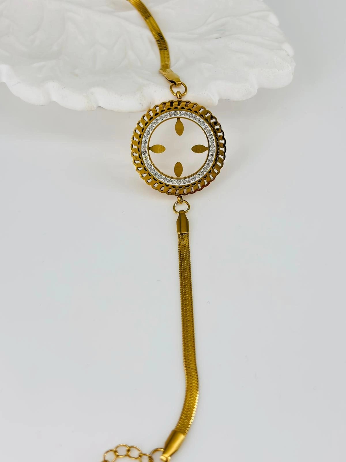 Zirkon Taşlı Çelik Çelik Bileklikler 17 + 4 Cm  - Kbl0365