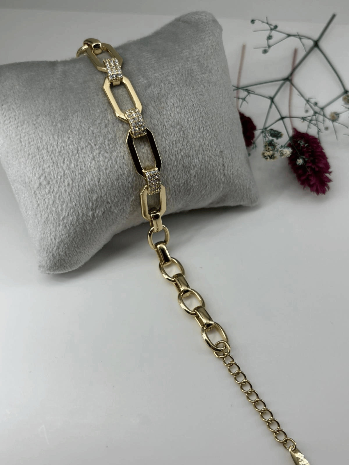 Zirkon Taşlı Pirinç Zirkon Bileklikler 17+3 Cm  - Kbl0311