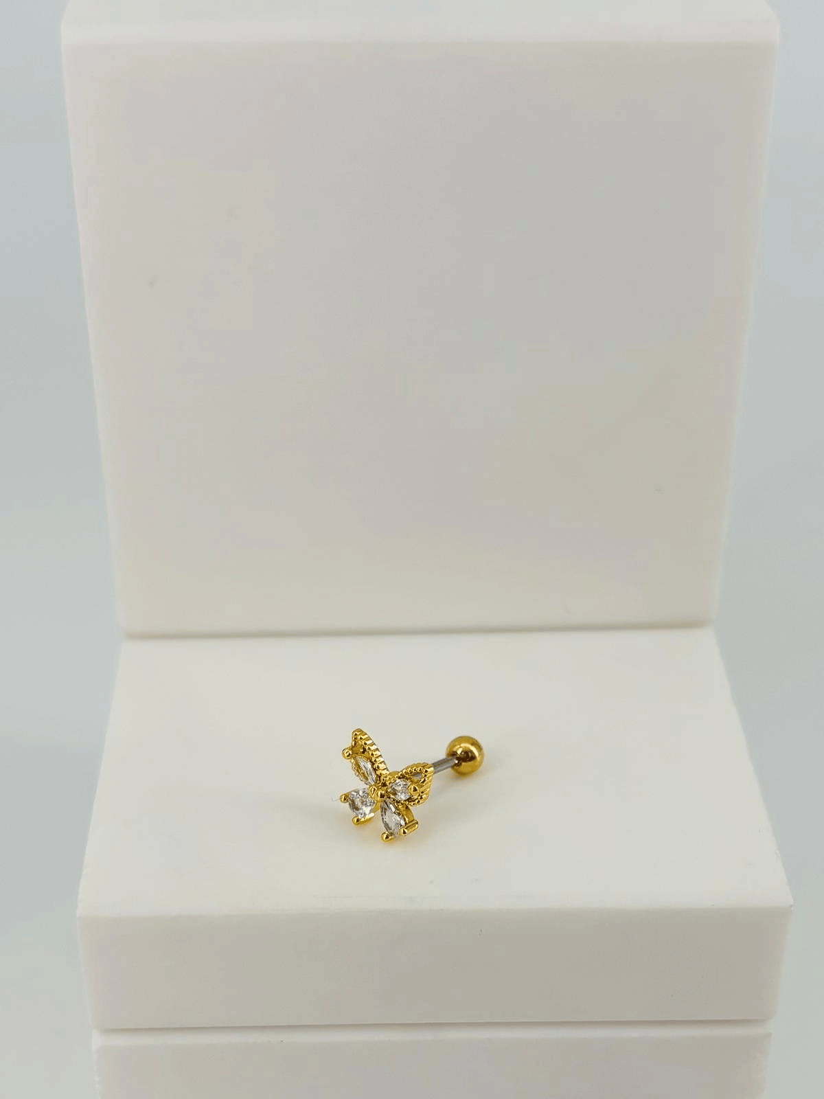Zirkon Taşlı Uç Kısmı : Pirinç Kıkırdak Bar Uzunluğu : 6 Mm / Bar Kalınlığı 0.8 Mm / Top Boyu 3 Mm  - Pt0062-1