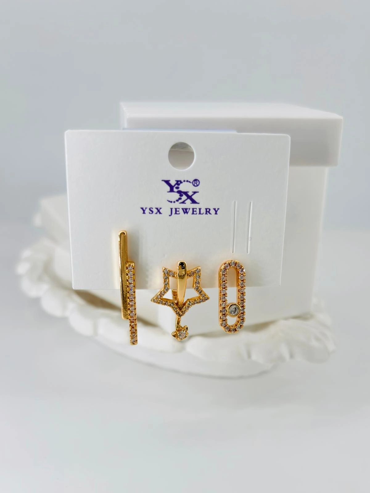 Zirkon Taşlı Üçlü Kombin Küpe - Kp00070