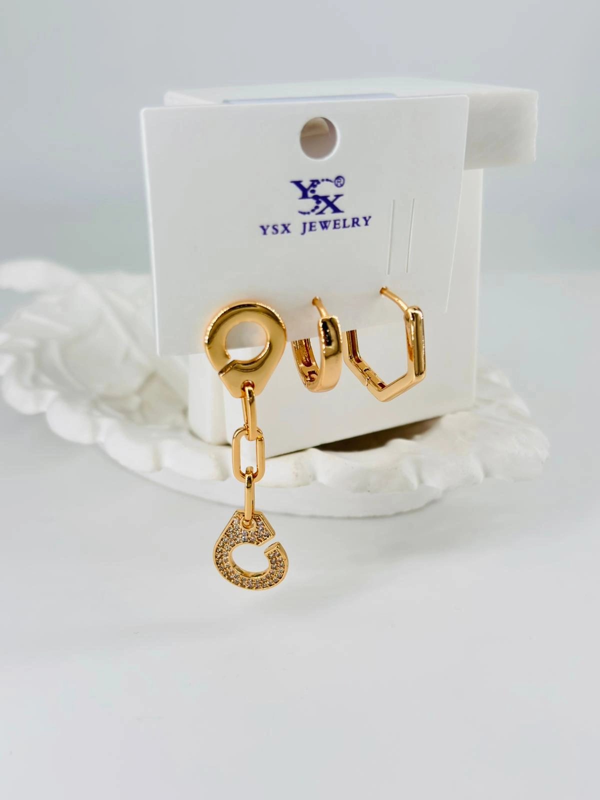 Zirkon Taşlı Üçlü Kombin Küpe - Kp00364