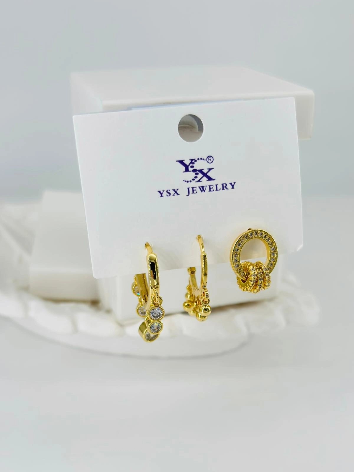 Zirkon Taşlı Üçlü Kombin Küpe - Kp00383