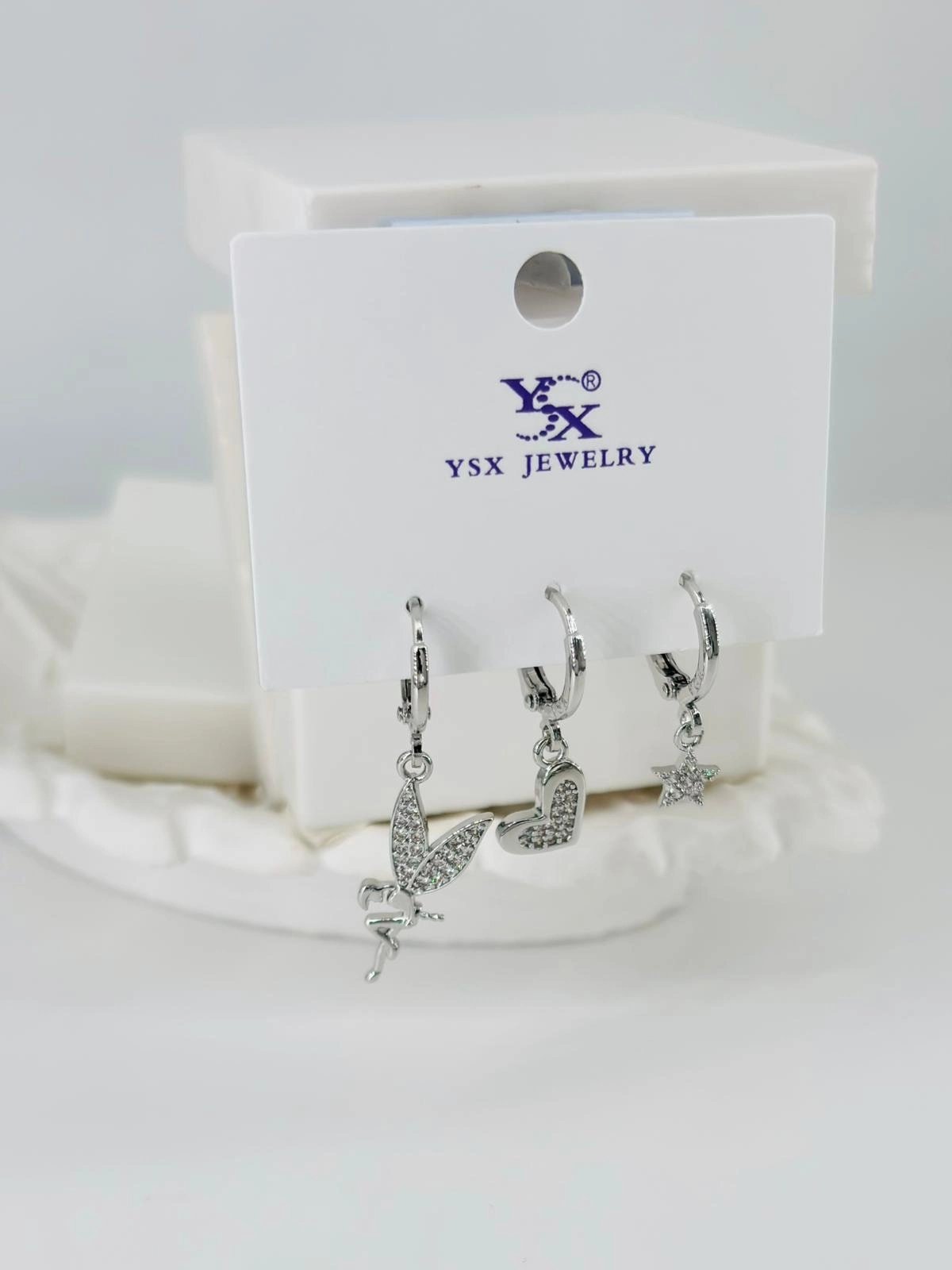 Zirkon Taşlı Üçlü Kombin Küpe - Kp00386