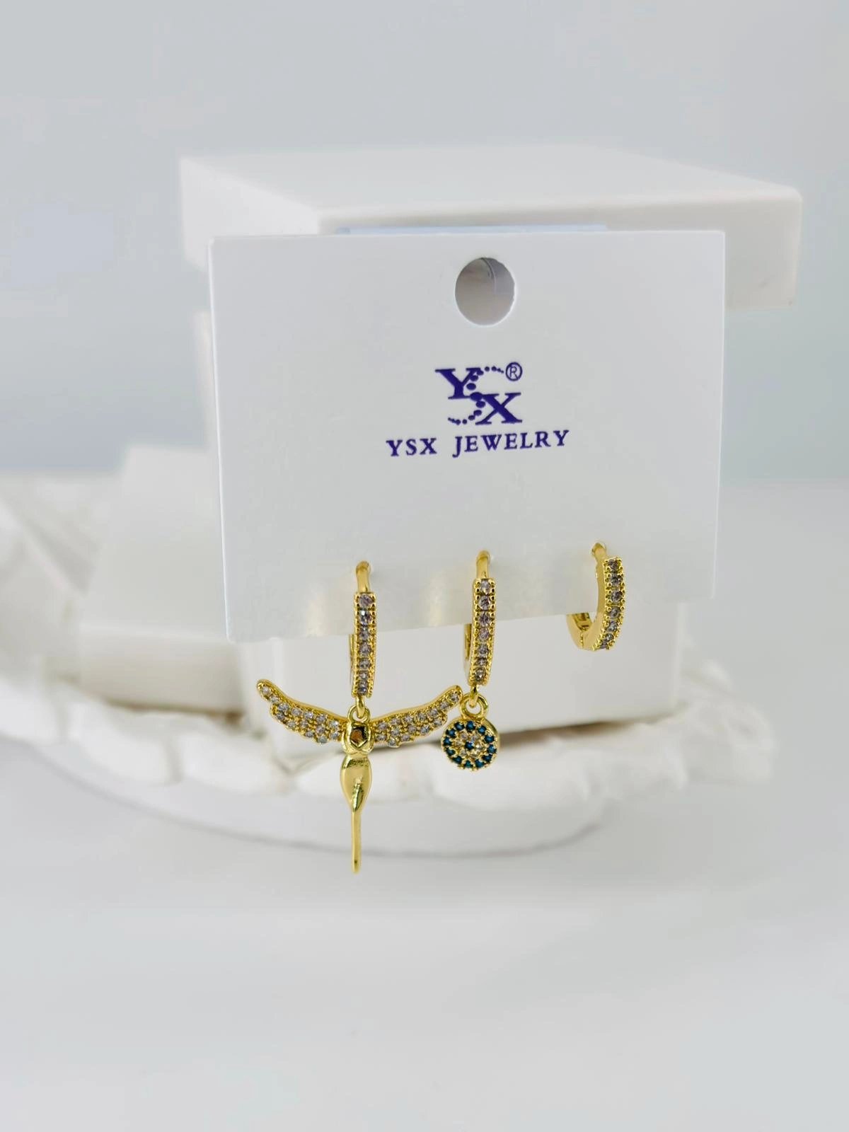 Zirkon Taşlı Üçlü Kombin Küpe - Kp00395