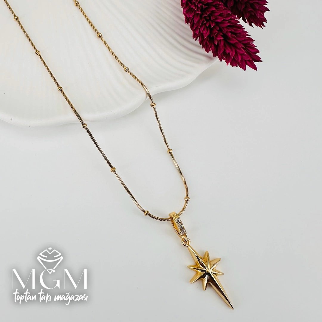 Zirkon Taşlı Zincir : Çelik Çelik Kolye 40+5 Cm - Kl0239