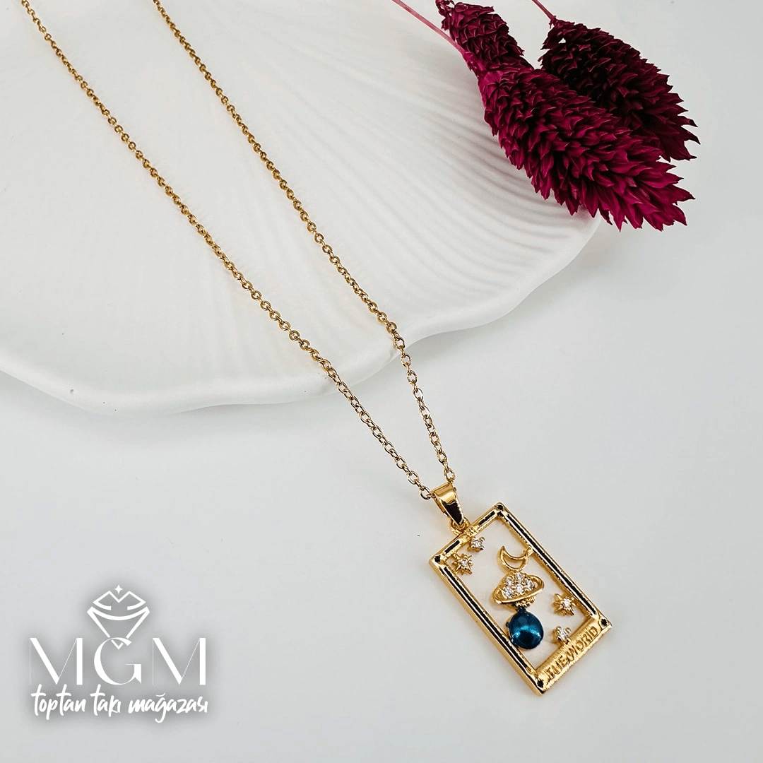 Zirkon Taşlı Zincir : Çelik Çelik Kolye 40+5 Cm - Kl0217